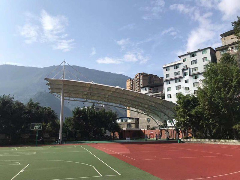 Membrane structure basketball court of Sichuan Pengshui forest Hope Primary School