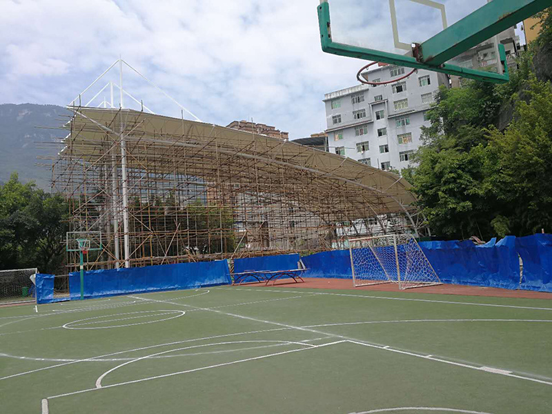 Membrane structure basketball court of Sichuan Pengshui forest Hope Primary School