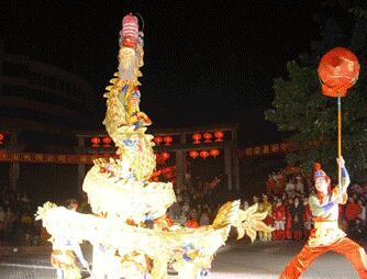 铜梁龙米业舞龙队应邀参加庆祝2005年春节各类演出