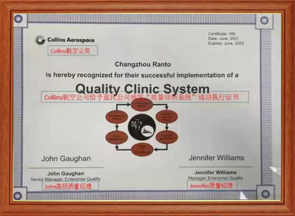 Certificate of Successful Implementation of Quality Clinic System