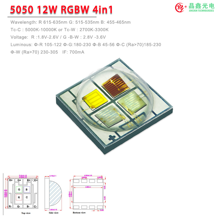 陶瓷-12W-5050-RGBC（正白）四色 4in1