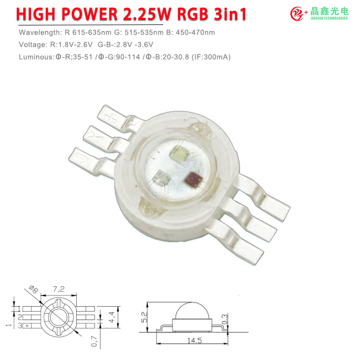 高功率 high power -小3W-全彩 RGB 3in1