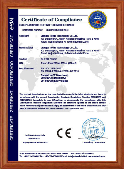 DLP 3D Printer-CE Certificate