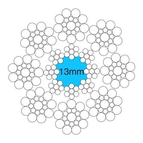 Semi-steel core traction wire rope