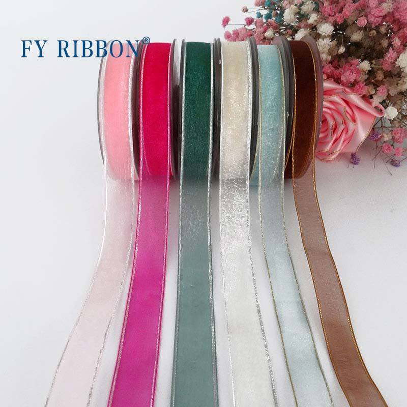 Organza ribbon with gold or silver edge