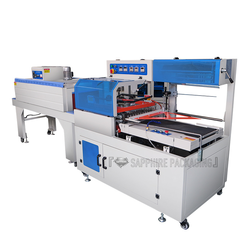 FQL450+RS4525 L-Type Fully Automatic Sleeve Film Sealing And Cutting Shrink Wrapping Machine