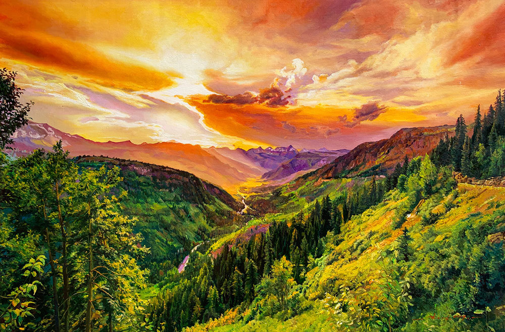 山间霞景