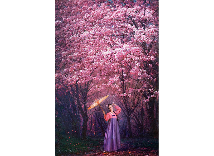 樱花树下的少女