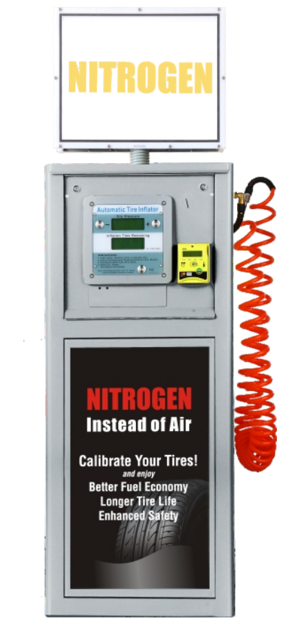 Coin-Operated  Digital Nitrogen Tyre Inflator with Built-in Air Compressor suit for Top-Off (Outdoor, Inflator IP66)