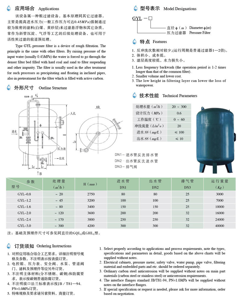 GYL型压力过滤器