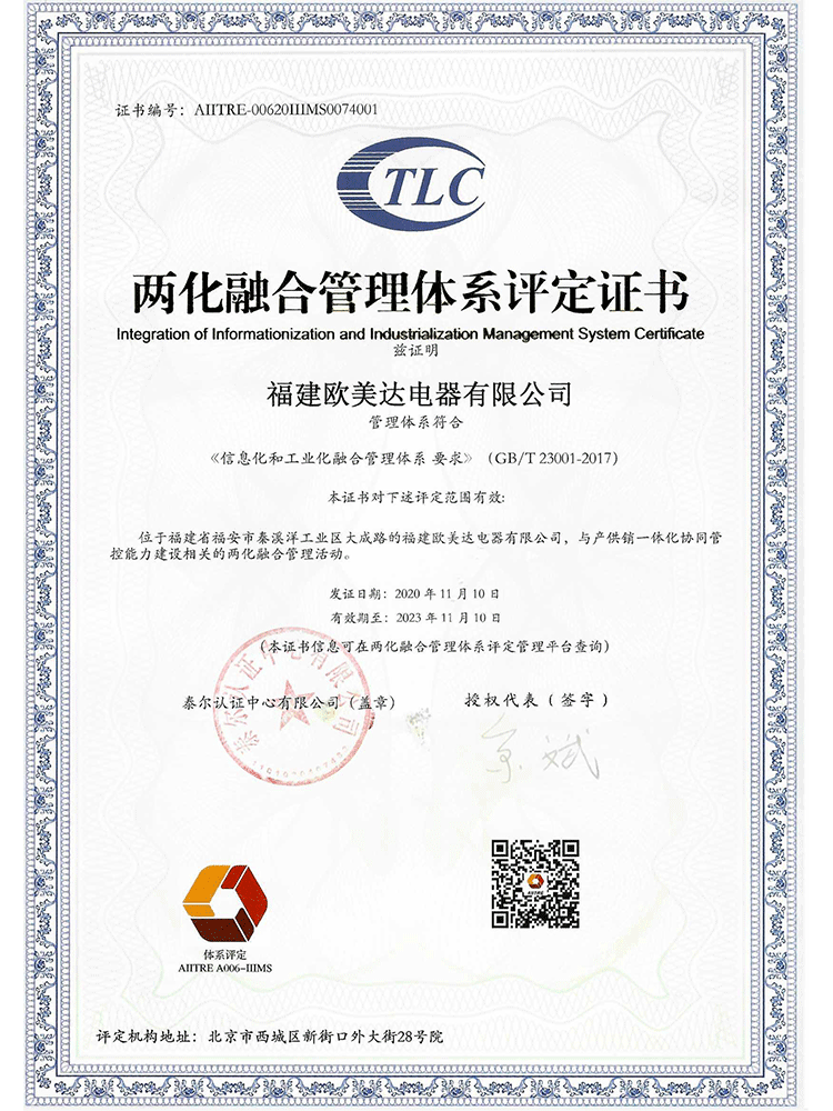 Certificate of integration of industrialization and industrialization Certificate of integration of industrialization and industrialization