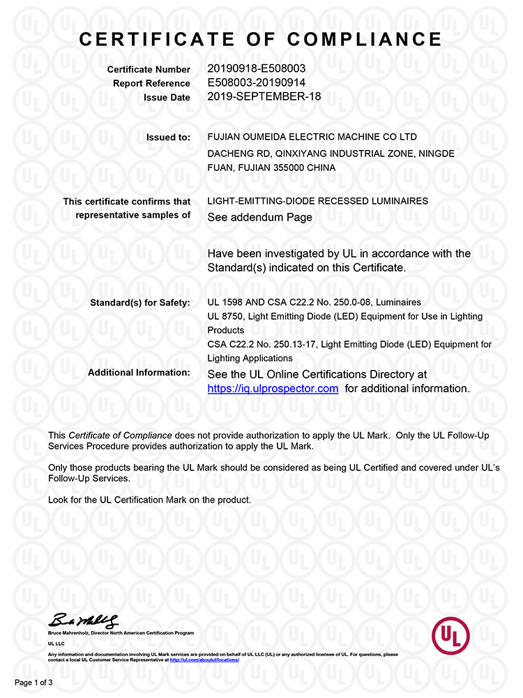 UL certificate-1 UL certificate-1