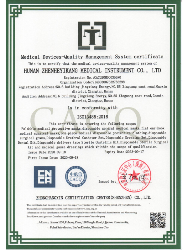 Medical Devices Quality Management System Certificate