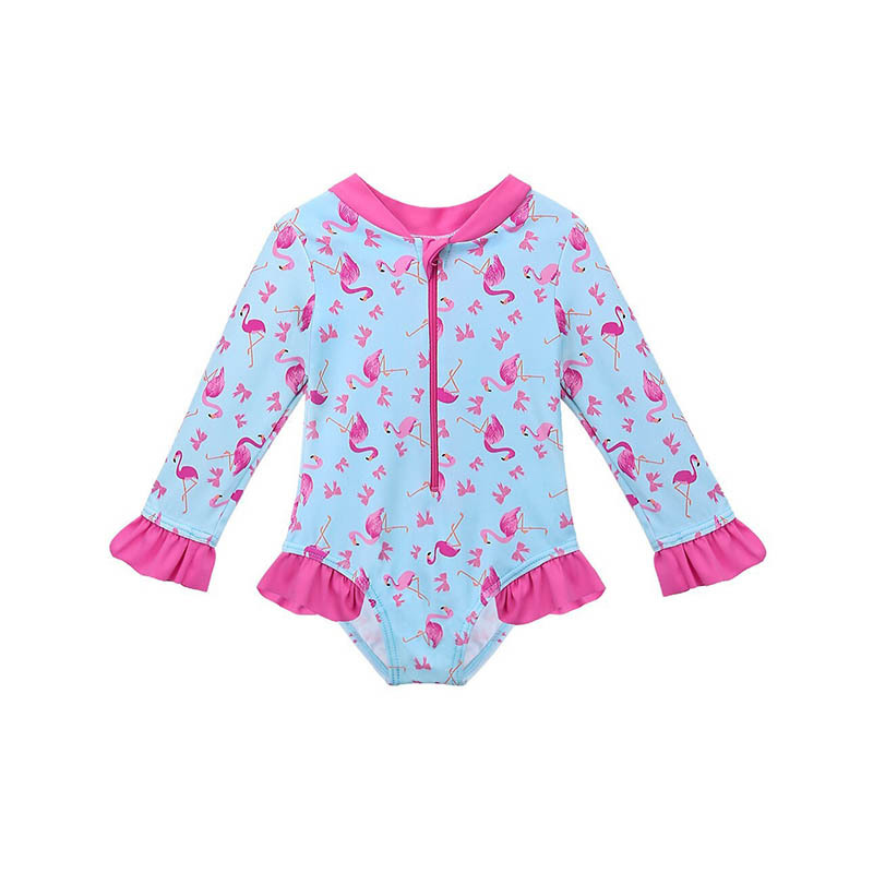 BAOHULU-Cartoon-Baby-Girl-Swimwear-Petal-Long-Sleeve-Swan-Girls-Swimsuit-Kids-Swimwear-UPF50-One-Piece