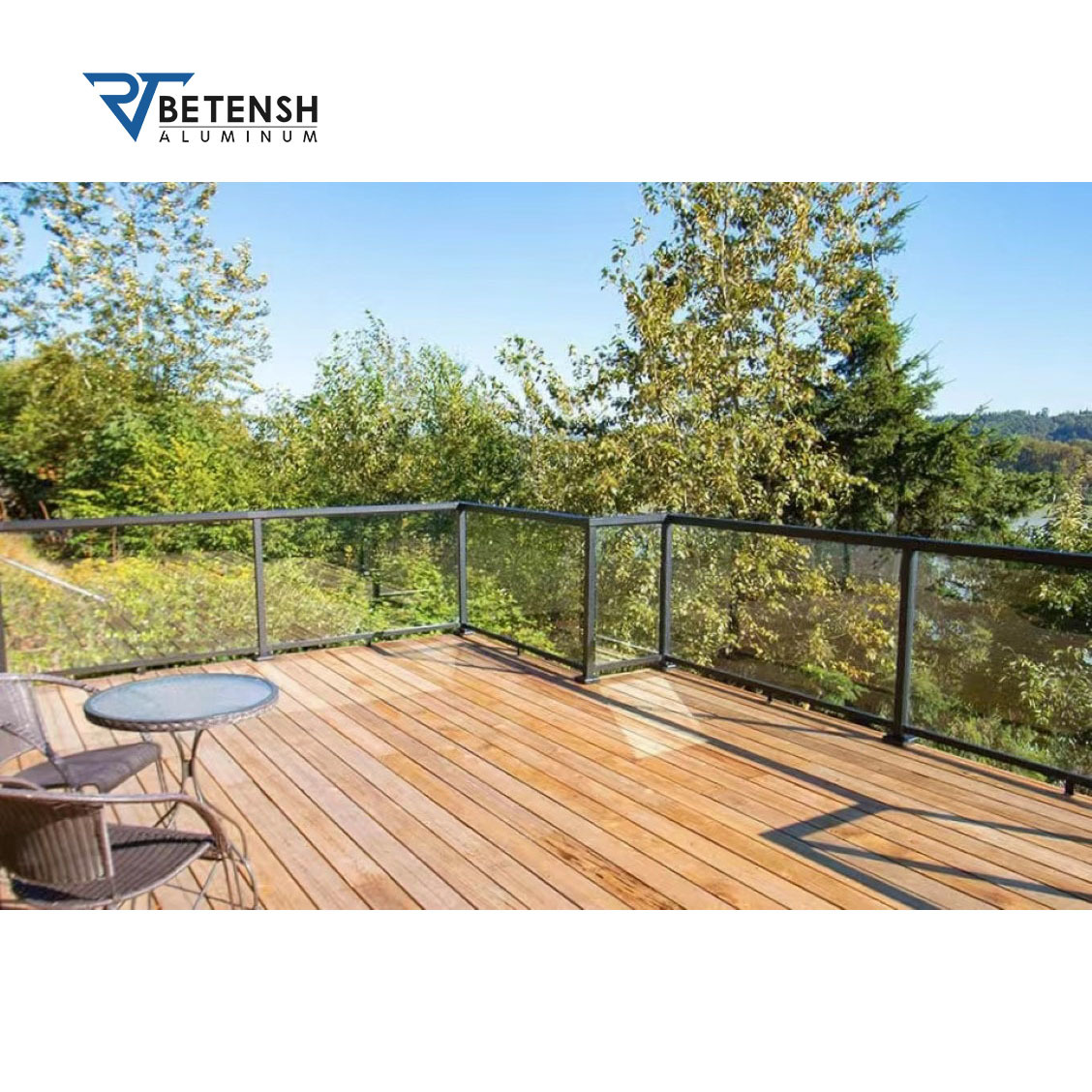 safety frameless tempered glass fence railing system with aluminum U channel for deck and balcony