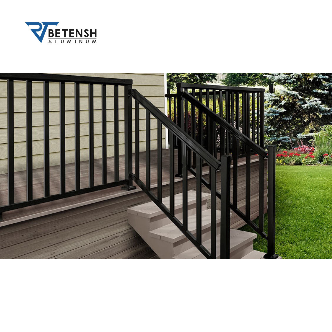 Waterproof Fence Outdoor Garden Deck Railing Aluminum Stair Railing