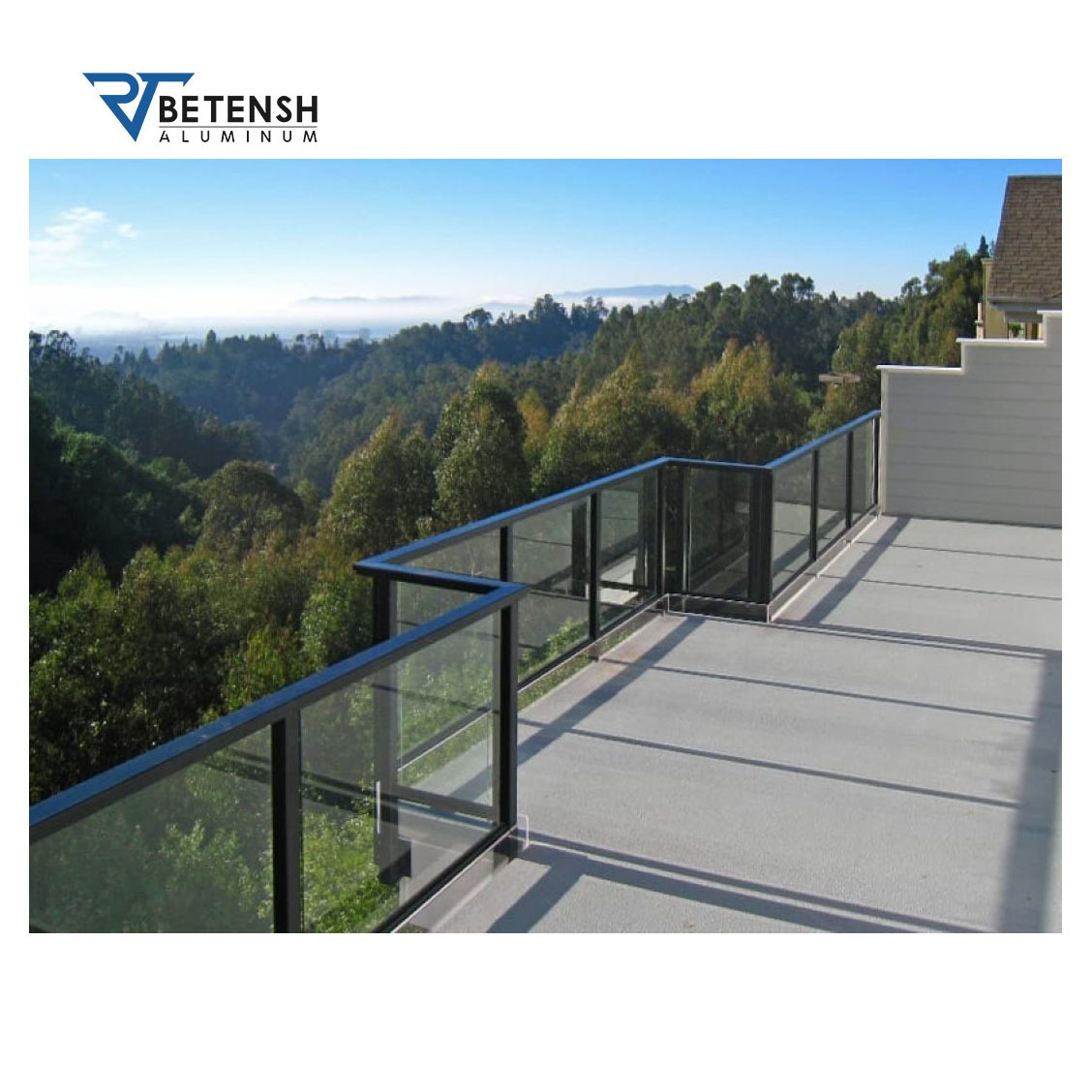 Outdoor Aluminum U Channel Balcony Indoor Glass Railing