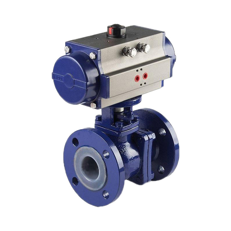 Pneumatic Fluorine Lined Wear Resistant and Anti Corrosion PTFE Ball Valve