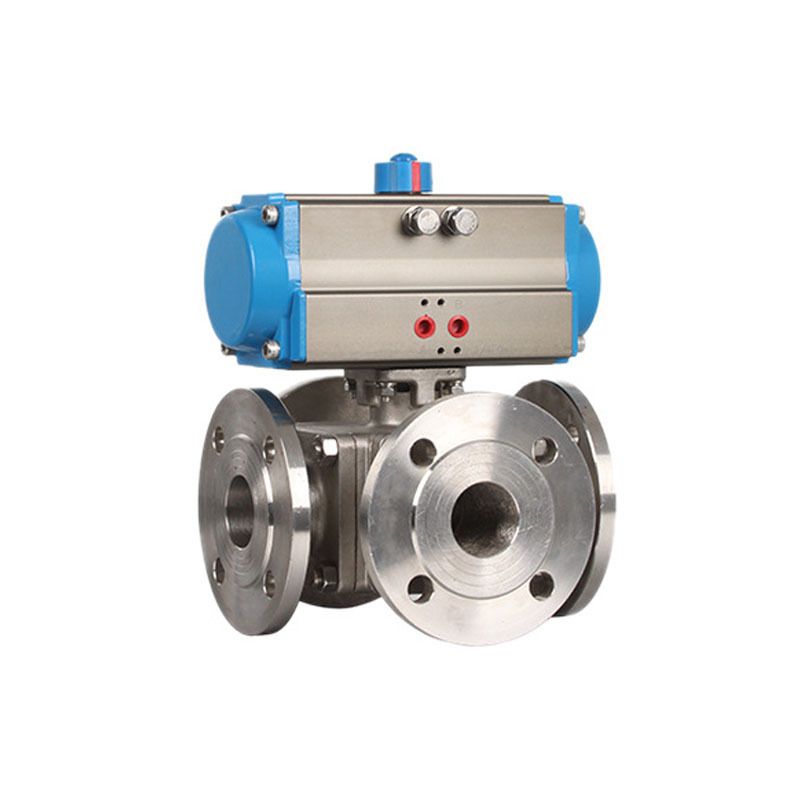 Pneumatic Four Way Cast Steel Stainless Steel Reversing Ball Valve