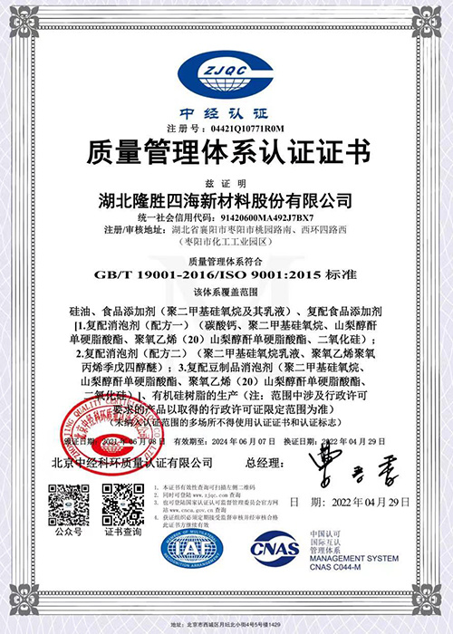 Chinese version of quality system certification