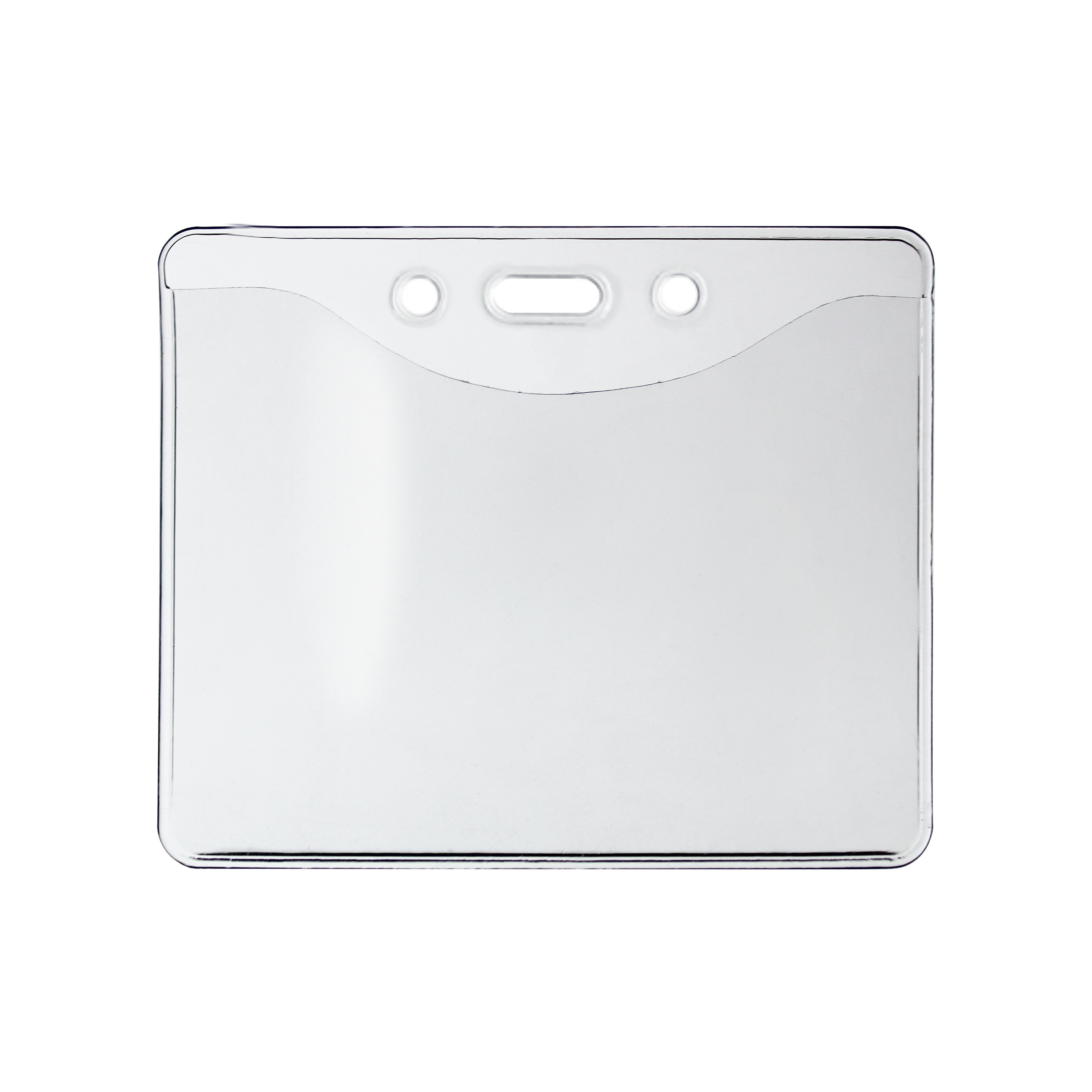 (H1815-1000) Clear Vinyl Horizontal Badge Holder with Slot and Chain Holes, 3.3" x 2.5"