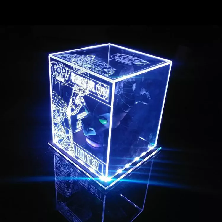 custom black and clear acrylic projector display stand with led lights
