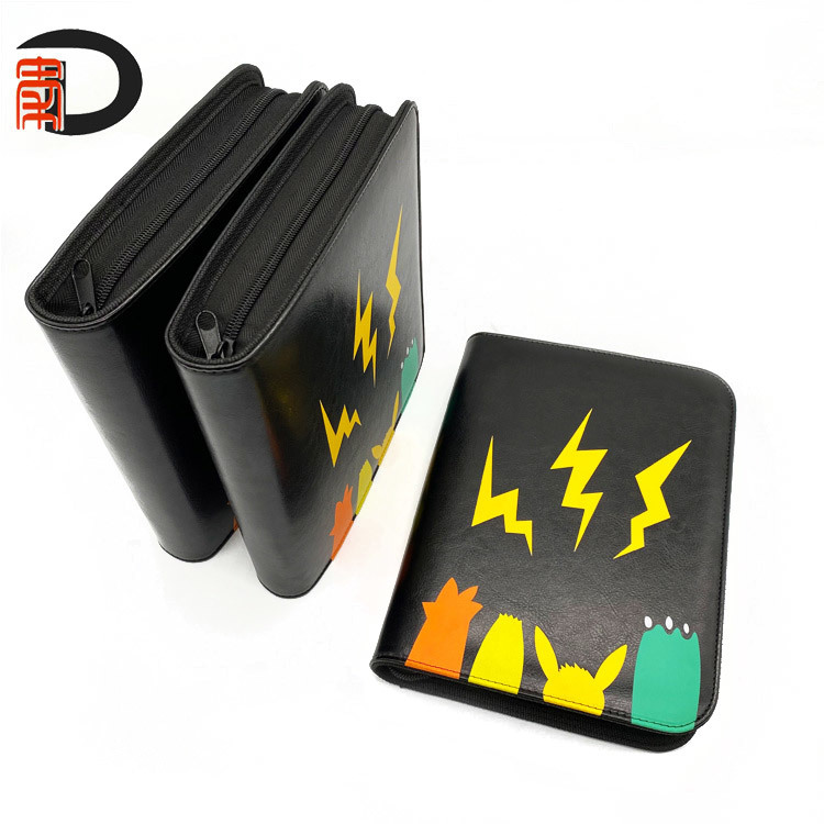 Anime card card binderPU leather 4 grid game card book business card book black Pikachu card book custom