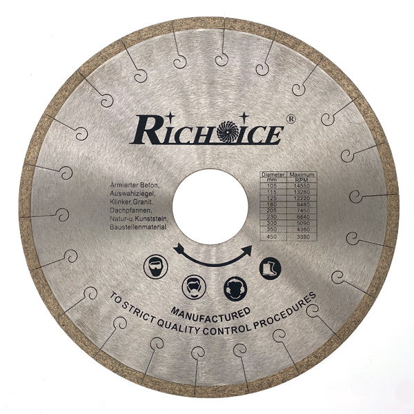 Hot Pressed Continuous Rim Blade with Hook Slot Lower Noise for Cutting Tile