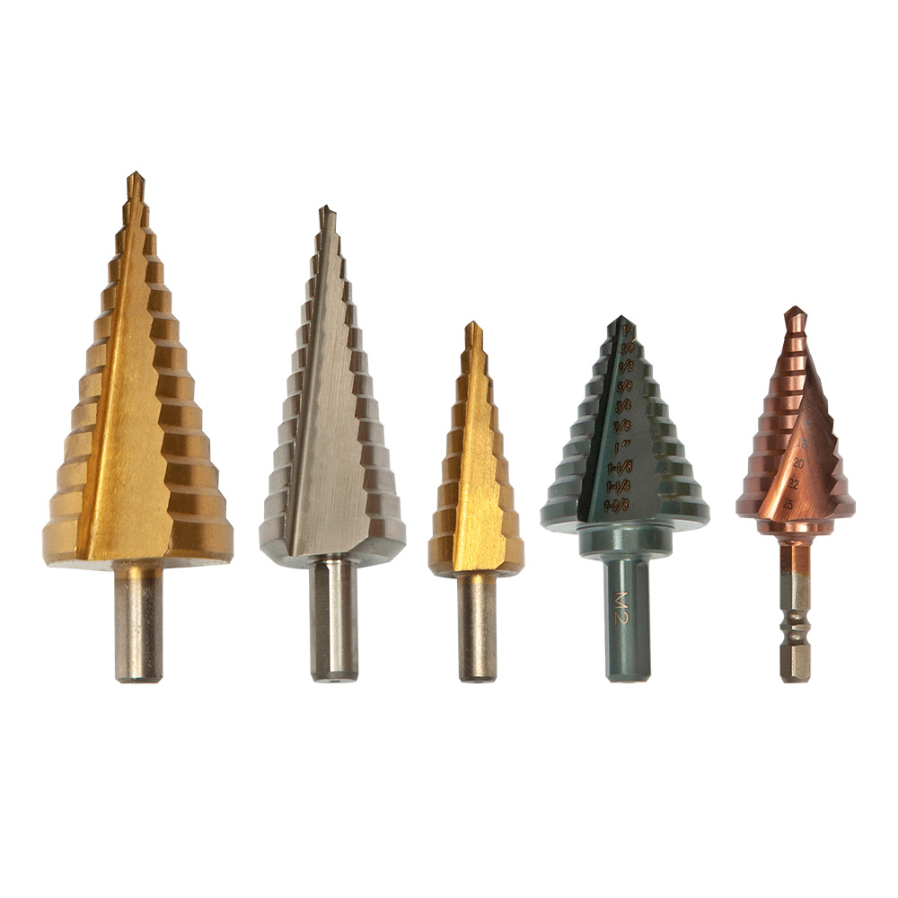 Triangleroundstraight Shank Titanium Step Drill Bits High Speed Steel Drill Cone Bits Hss