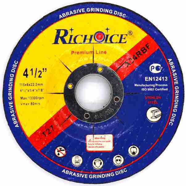 Disco de molienda abrasivo rueda de corte 115 * 6 * 22,23mm 4,5 pulgadas para Inox y Metal