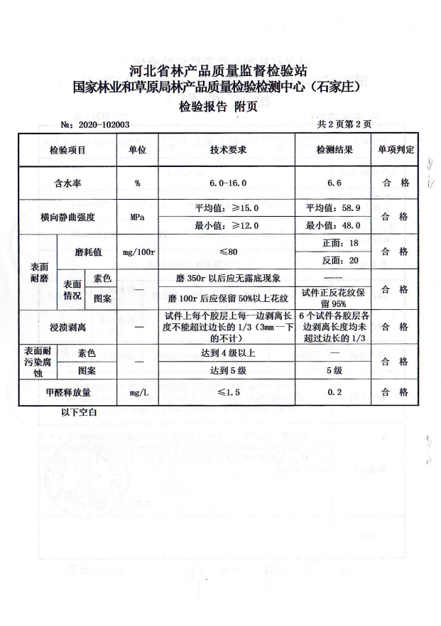 华杰生态板2020.9抽检报告