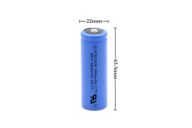 BFN pointed lithium ion battery/camera battery 22650 3000mAh 3.7V