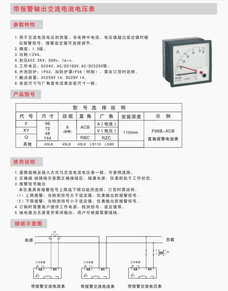帶報(bào)警輸出交流電流電壓表