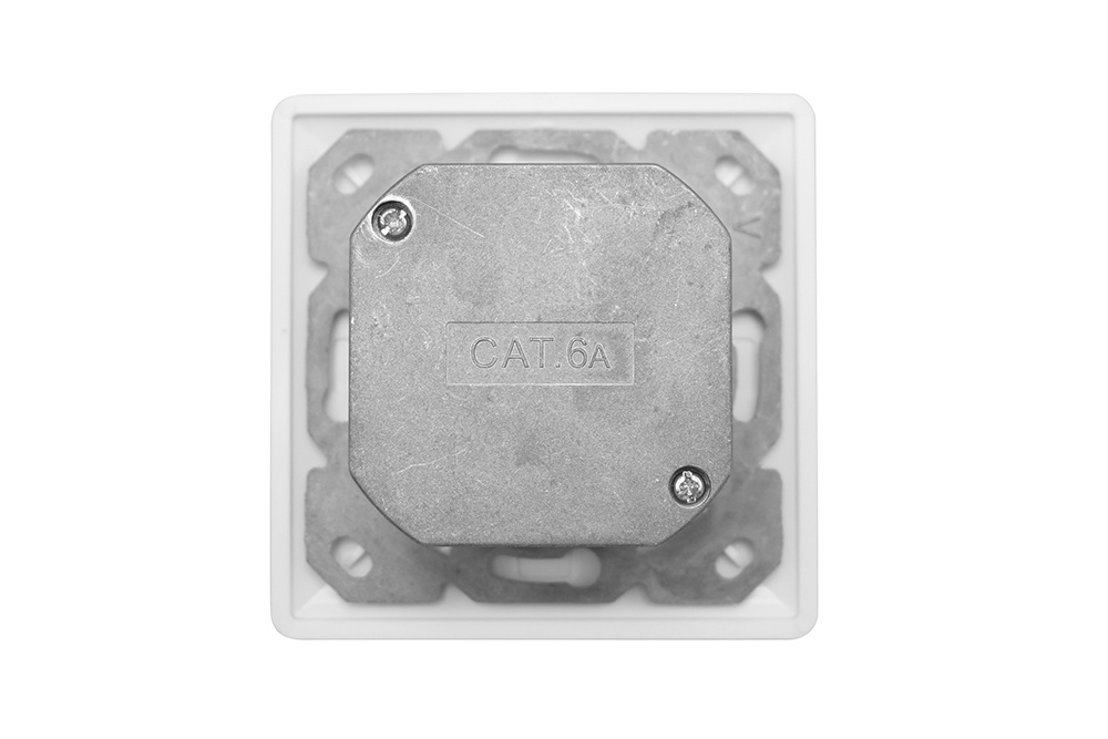 Cat.6A wall outlet 2x RJ45, shielded,  vertical cable entry