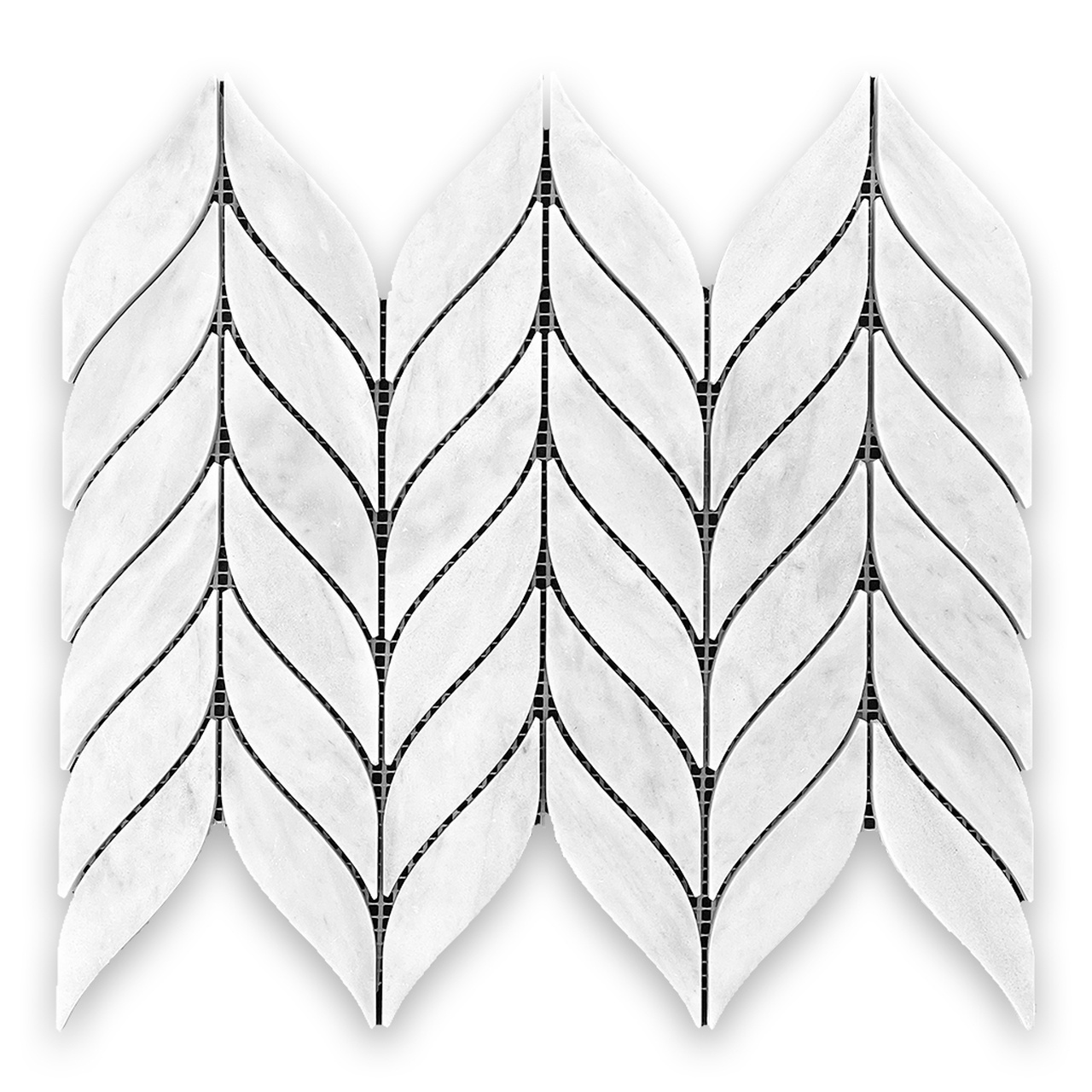 Carrara White Marble Feather Leaf Grand Mosaic Tile Honed
