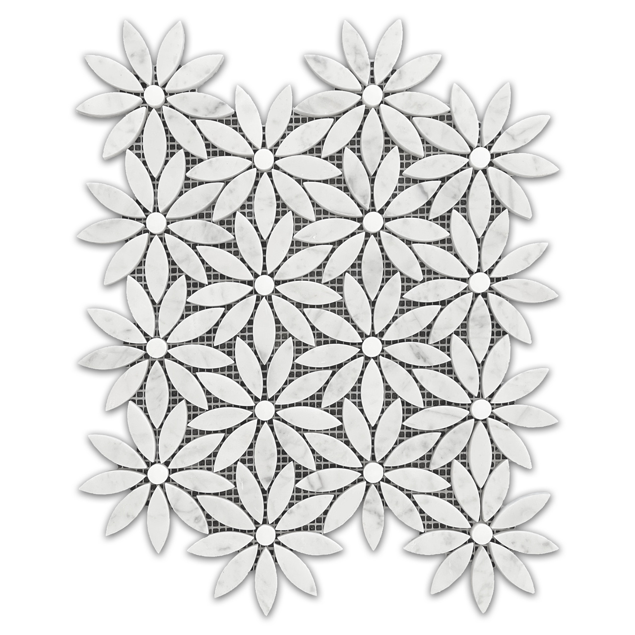 Carrara White With Bianco Dolomite Rounds Daisy Flo