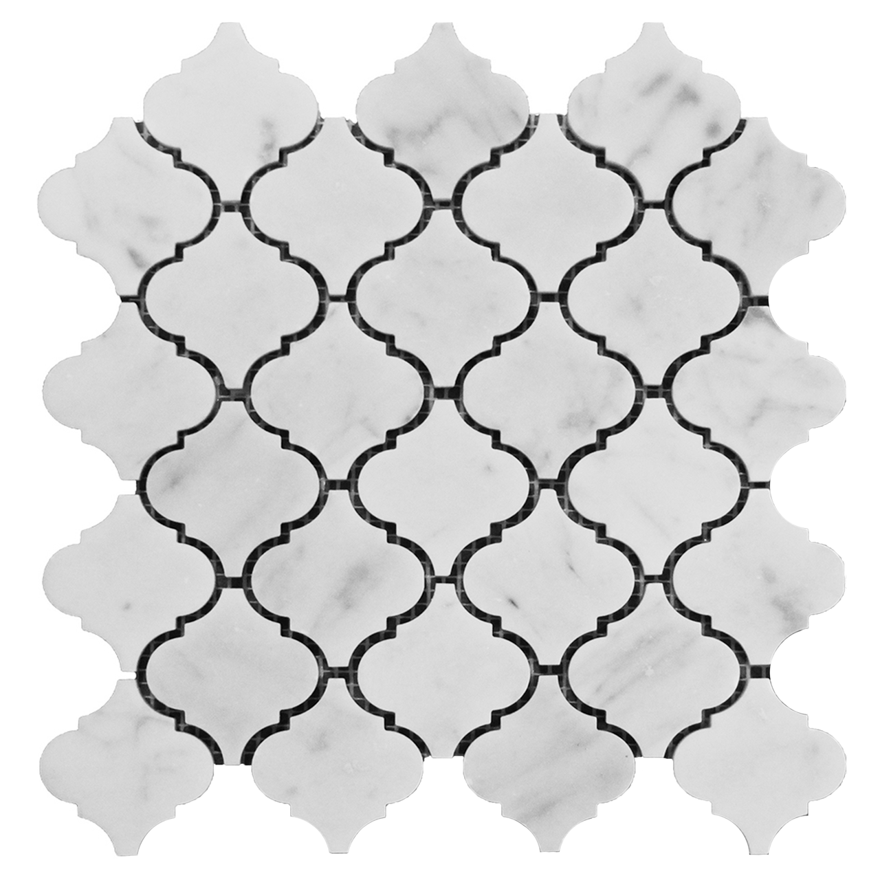 Carrara White Italian Marble Arabesque Baroque Lantern Mosaic