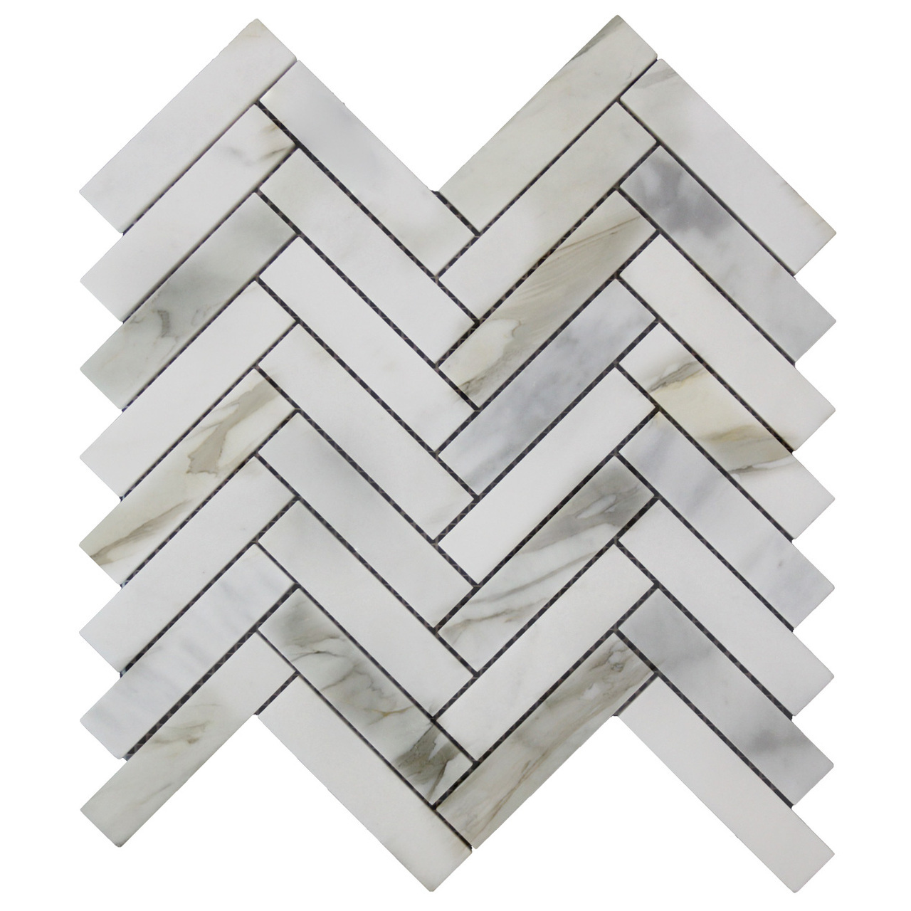 Calacatta Gold 1x4 Herringbone Mosaic Tile Polished