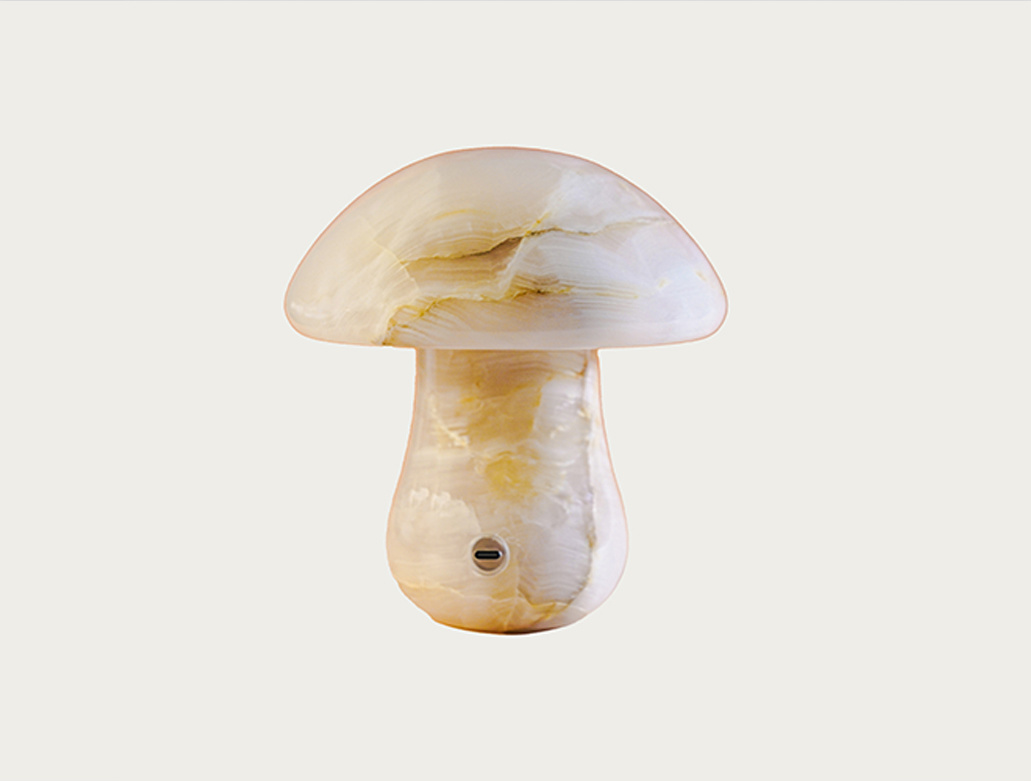 Hand-Carved Natural Onyx Mushroom Lamp