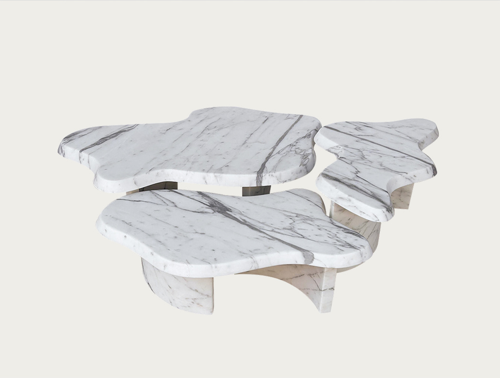 Statuario White Marble Nesting Coffee Table Set