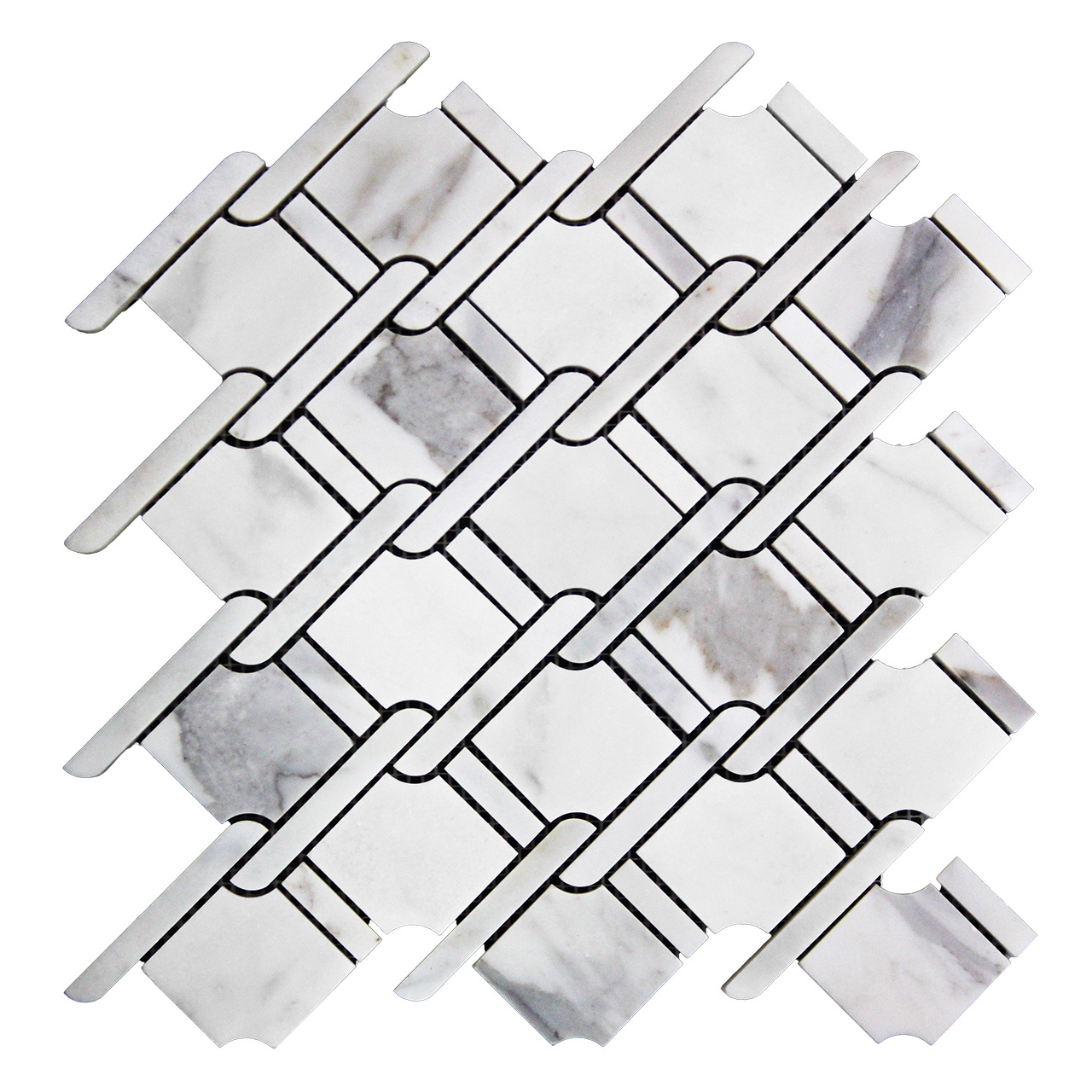 Calacatta Rope Design Mosaic Tile Honed