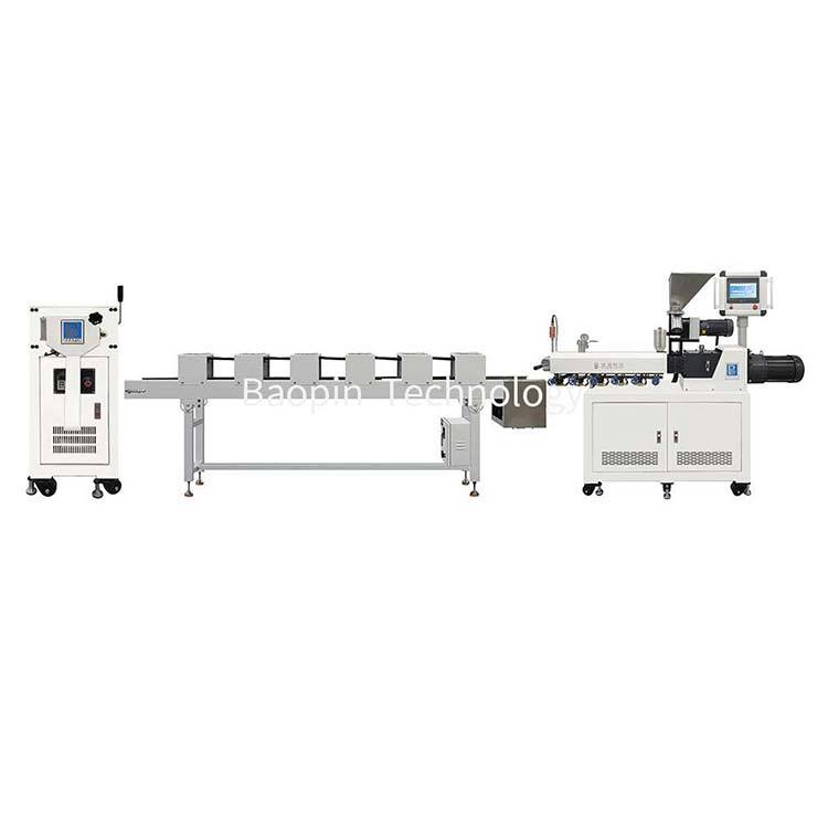 Twin screw extrusion granulator PLC program controlled air cooled conveying granulation