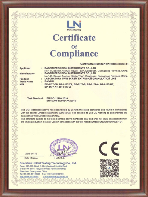 CE-certified twin screw extruder