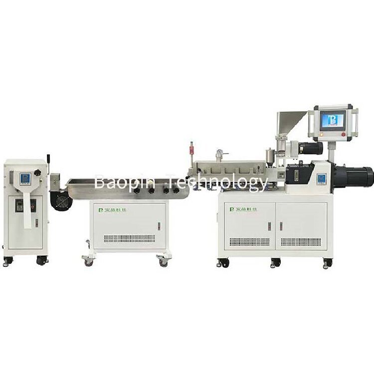 Twin screw extrusion granulator PLC program controlled water cooled strip