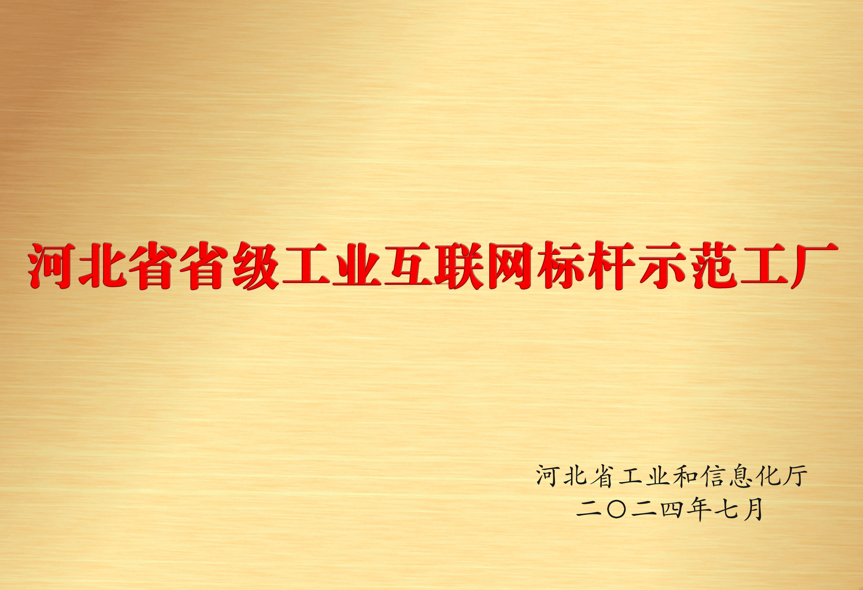 省工业和信息化厅、省通信管理局授予我公司 —— 省级工业互联网标杆示范工厂