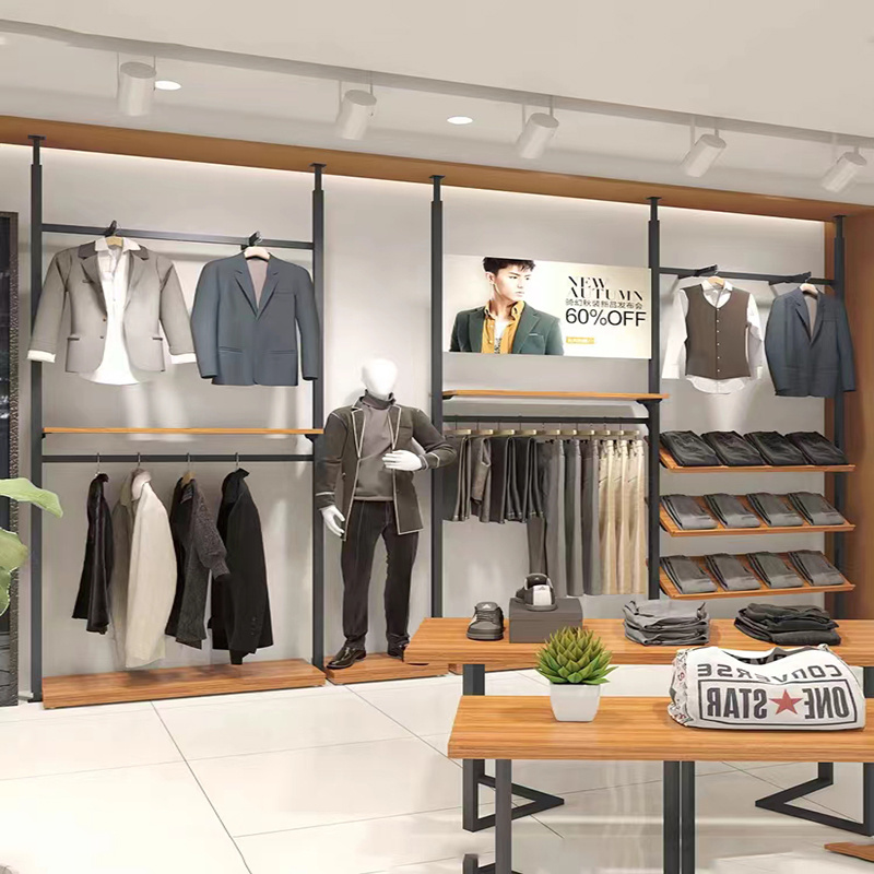 Men's clothing store display frame support hanger floor frame