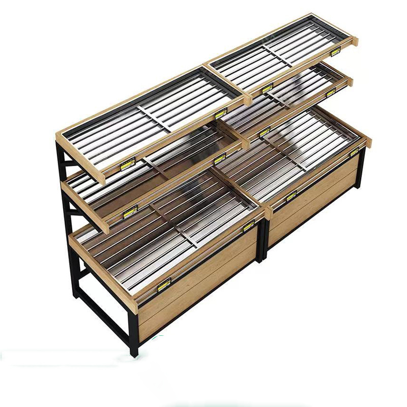 Coating Shelf Retail Supermarket Vegetable Shelf Custom Designed Flat Bottom Ship Waterproof Customized Supermarket Rack