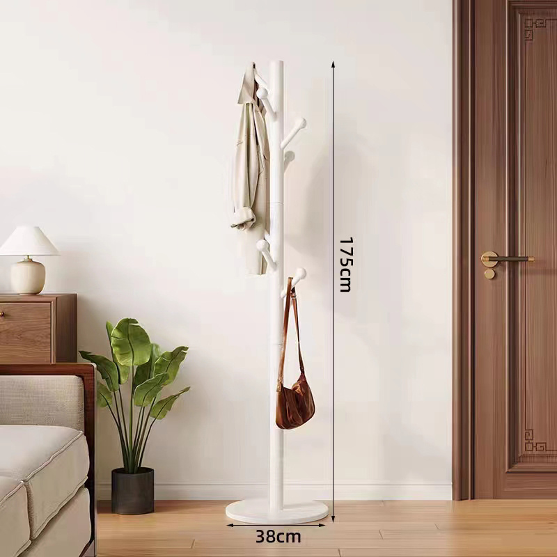 Household single pole vertical solid wood coat and hat rack simple hanging bag rack