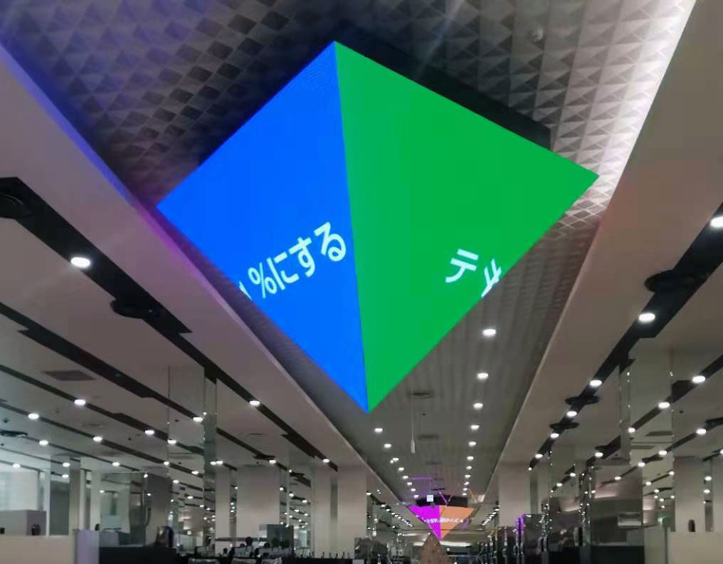 Polyhedral guidance screen of a mall
