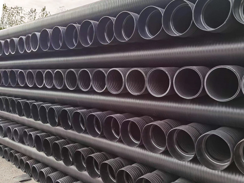 Buried polyethylene (HDPE) hollow wall wound pipe
